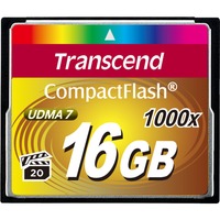 Transcend CompactFlash Card 1000x 16GB 16 Go MLC, Carte mémoire Noir, 16 Go, CompactFlash, MLC, 160 Mo/s, 120 Mo/s, Noir