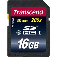 Transcend TS16GSDHC10 mémoire flash 16 Go SDHC NAND Classe 10, Carte mémoire 16 Go, SDHC, Classe 10, NAND, 30 Mo/s, Noir