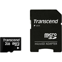 Transcend TS2GUSD mémoire flash 2 Go MicroSD NAND, Carte mémoire 2 Go, MicroSD, NAND, 20 Mo/s, 13 Mo/s, Noir