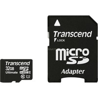 Transcend TS32GUSDHC10U1 mémoire flash 32 Go MicroSDHC MLC Classe 10, Carte mémoire Noir, 32 Go, MicroSDHC, Classe 10, MLC, Noir, Rouge