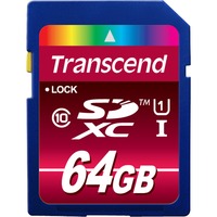 Transcend TS64GSDXC10U1 mémoire flash 64 Go SDXC MLC Classe 10, Carte mémoire Bleu, 64 Go, SDXC, Classe 10, MLC, 90 Mo/s, Class 1 (U1)
