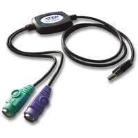 ATEN Adaptateur PS/2 à USB (90 cm) Noir, 0,9 m, 2x 6-p Mini-DIN, USB A, Mâle, Femelle, Noir
