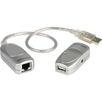 ATEN Extension USB Cat 5 (60m), Câble d'extension Argent, Émetteur et récepteur, Avec fil, 60 m, Gris, Plastique, USB