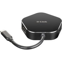 D-Link DUB-M420, Hub USB Noir/Argent, Avec fil, Thunderbolt 3, 60 W, Noir, Argent, 5 Gbit/s, 4096 x 2160 pixels