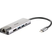 D-Link DUB-M520, Hub USB Argent, Avec fil, Thunderbolt 3, 60 W, 10,100,1000 Mbit/s, IEEE 802.3, IEEE 802.3ab, IEEE 802.3az, IEEE 802.3u, IEEE 802.3x, Aluminium, Noir