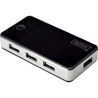 Digitus Concentrateur 7 ports USB 2.0, Hub USB Noir/Argent, USB 2.0, 480 Mbit/s, Noir, Argent, Chine, 5 V, 85 mm