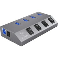 ICY BOX IB-HUB1405 USB 3.2 Gen 1 (3.1 Gen 1) Type-B 5000 Mbit/s Anthracite, Hub USB Argent, USB 3.2 Gen 1 (3.1 Gen 1) Type-B, USB 3.2 Gen 1 (3.1 Gen 1) Type-A, 5000 Mbit/s, Anthracite, Aluminium, Activité, Énergie