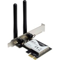 Inter-Tech DMG-32 Interne WLAN 650 Mbit/s, Adaptateur WLAN Interne, Sans fil, PCI Express, WLAN, 650 Mbit/s, Noir, Argent
