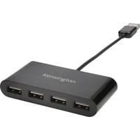 Kensington Hub 4 ports USB 2.0, Hub USB Noir, USB 2.0, USB 2.0, 480 Mbit/s, Noir, macOS 10.6 or above; Windows XP or above, 1 pièce(s)