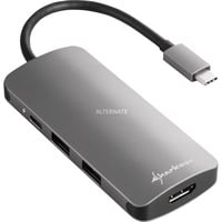 Sharkoon USB 3.0 Type C Multiport Adapter , Station d'accueil Gris foncé