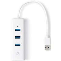 TP-Link USB 3.0 3 Port Hub & Gigabit Ethernet Adapter 2 en 1 USB Adaptateur UE330, Hub USB Blanc