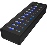 ICY BOX IB-AC6110, Hub USB Noir, 10x ports USB 3.0