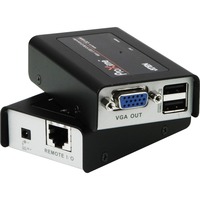 ATEN MINI USB KVM Extender CE100, Switch KVM Noir/Argent, Émetteur et récepteur, Avec fil, 100 m, Cat5, 1920 x 1200 pixels, Noir