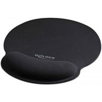 DeLOCK 12559 tapis de souris Noir Noir, Noir, Monochromatique, Repose-poignets, Base antidérapante