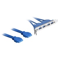 DeLOCK 2 x USB 3.0 19-pin - 4 x USB 3.0-A câble USB 0,4 m USB 2.0 USB A Bleu, Connecteur d'extension 0,4 m, USB A, USB 2.0, Mâle/Femelle, 5000 Mbit/s, Bleu