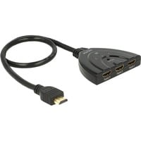 DeLOCK 3 x HDMI in > 1 x HDMI out, Switch HDMI Noir, 50 centimètres, 4K