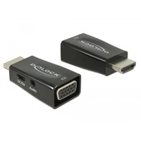 DeLOCK 65901 changeur de genre de câble HDMI A VGA & 3.5 mm Audio Noir, Adaptateur Noir, HDMI A, VGA & 3.5 mm Audio, Noir