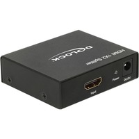 DeLOCK 87701 répartiteur vidéo HDMI 2x HDMI, Repartiteur HDMI Noir, HDMI, 2x HDMI, Noir, Métal, 340 MHz, 1 m