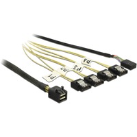 DeLOCK Mini SAS SFF-8087 > 4 x SATA 7 pin Reverse + Sideband, Adaptateur Noir, 1 mètre
