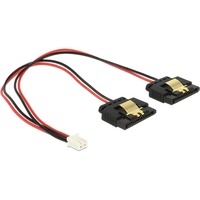 DeLOCK Power 2-pin female > 2 x SATA 15-pin, Câble en Y Noir/Rouge, 0,2 mètres