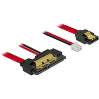 DeLOCK SATA 6 Gb/s 7 pin + 2 pin power female > SATA 22 pin , Adaptateur Noir/Rouge, 85240, 0,2 mètres