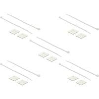 DeLOCK Support de serre-câbles 25 x 25 mm avec serre-câbles L 300 x L 4,8 mm Blanc, 10 pièces