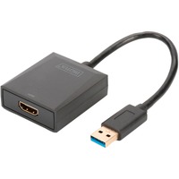 Digitus Adaptateur USB 3.0 vers HDMI Noir, 1920 x 1080 pixels, 1080p, Noir, Ampoule, 220 mm, 160 mm