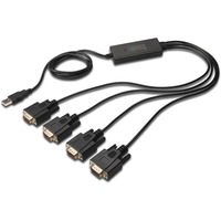 Digitus USB 2.0 > 4x RS232, Câble Noir, 1,5 mètres