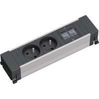 Bachmann 317.103 2AC outlet(s) Noir, Argent multiprise 2 sortie(s) CA, Type E (FR), Noir, Argent, Aluminium, 16000 mA