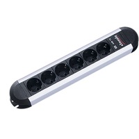 Bachmann PRIMO 6AC outlet(s) 1.75m Noir, Argent multiprise Noir/en aluminium, 71 mm, 431 mm, 46 mm, 1,75 m, Noir, Argent, 16 A