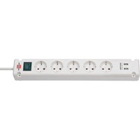 Brennenstuhl 1150660325 prise de courant Blanc multiprise Blanc, 5x prises, 2x USB-A, 2P, 3 m, Blanc, IP20, 2,1 A, 800 mm