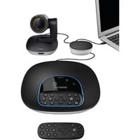 Logitech GROUP - Solution de visioconférence pour les salles de réunions moyennes à grandes, Webcam Noir/Argent, Système de vidéoconférence de groupe, Full HD, 30 ips, 90°, 10x, Noir, Gris
