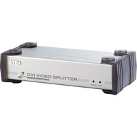 ATEN Distributeur vidéo 2-Port VS-162, Répartiteur vidéo DVI, 2x DVI-I, 1920 x 1200 pixels, Noir, Argent, Métal, Full HD