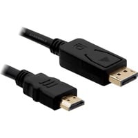 DeLOCK DisplayPort > HDMI haute vitesse, Adaptateur Noir, 3 mètres, passif, 4K, plaqué or