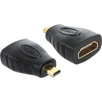 DeLOCK Micro-HDMI-D (mâle) > HDMI-A (femelle), Adaptateur Noir