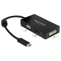 DeLOCK USB-C > VGA / HDMI / DVI / DisplayPort, Adaptateur Noir, 0,13 mètres