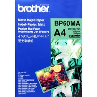 Brother BP60MA Inkjet Paper papier jet d'encre A4 (210x297 mm) Mat 25 feuilles Blanc Impression à jet d'encre, A4 (210x297 mm), Mat, 25 feuilles, 145 g/m², Blanc