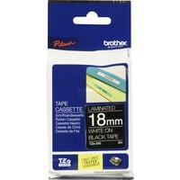 Brother Ruban pour étiqueteuse 18mm Blanc sur noir, TZe, Transfert thermique, Brother, PT-2100VP, PT-7600, PT-2430PC, PT-2700, PT-9600, PT-9700PC, PT-9800PCN, 1,8 cm