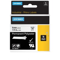 Dymo Polyester Permanent IND, Ruban Noir sur blanc, Multicolore, Polyester, -40 - 150 °C, UL 969, DYMO