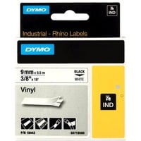 Dymo Rhino Étiquettes en vinyle industrielles | 9 mm x 5,5 m | autocollantes impression en noir sur fond blanc | pour étiqueteuses Rhino et LabelManager, Ruban 5 m | autocollantes impression en noir sur fond blanc | pour étiqueteuses Rhino et LabelManager, Noir sur blanc, Multicolore, Vinyl, -40 - 80 °C, UL 969, DYMO