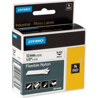 Dymo Rhino Étiquettes industrielles | Nylon flexible | rouleau de 12 mm x 3,5 m | autocollantes impression en noir sur fond blanc | pour étiqueteuses Rhino et LabelManager, Ruban 5 m | autocollantes impression en noir sur fond blanc | pour étiqueteuses Rhino et LabelManager, Noir sur blanc, Noir, Nylon, Belgique, Rhino, Rhino IND