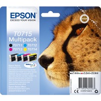 Epson Multipack "Guépard" (T0715) - Encres DURABrite Ultra N, C, M, J C, M, J, Rendement standard, 7,4 ml, 5,5 ml, 1 pièce(s), Multi pack