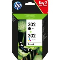 HP 302 cartouches d'encre noire/tri-couleur - 2-pack Noir, X4D37AE