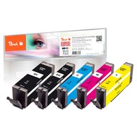 Peach PI100-396 cartouche d'encre 5 pièce(s) Compatible Rendement extra (super) élevé Noir, Cyan, Magenta, Photo noire, Jaune Rendement extra (super) élevé, Noir, Cyan, Magenta, Photo noire, Jaune, 23 ml, 12 ml, 5 pièce(s), Multi pack