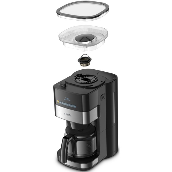 Krups Grind Aroma KM 8328, Machine à filtre Noir/acier inoxydable brossé
