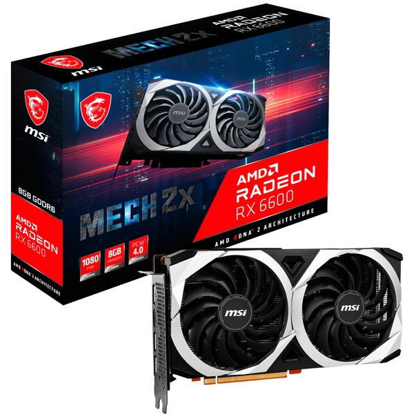 MSI Radeon RX 6600 Mech 2X 8G, Carte graphique 1x HDMI, 3x DisplayPort