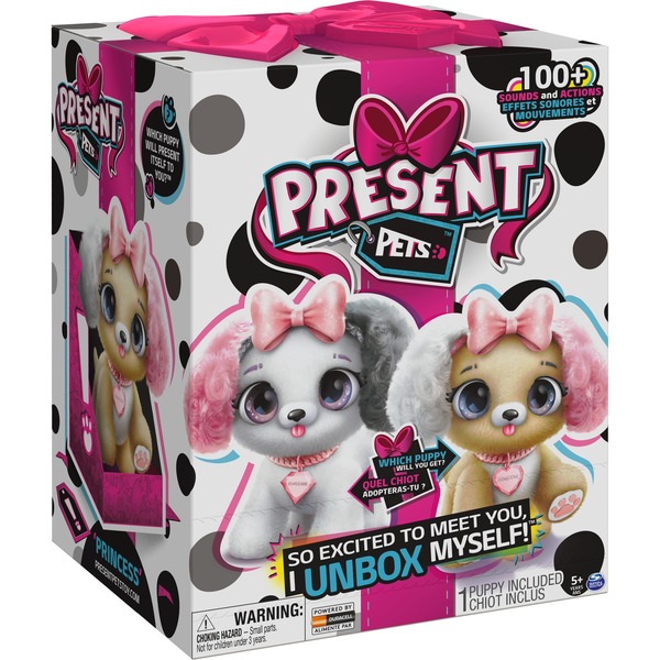 6051197 Peluche Chien Surprise à Découvrir avec Modèle Aléatoire PRESENT  PETS Chien Interactif avec Effets Sonores et Mouvements Jouet Enfant 5 Ans  et + PELUCHE INTERACTIVE FANCY PUPS Jeux électroniques pour enfants