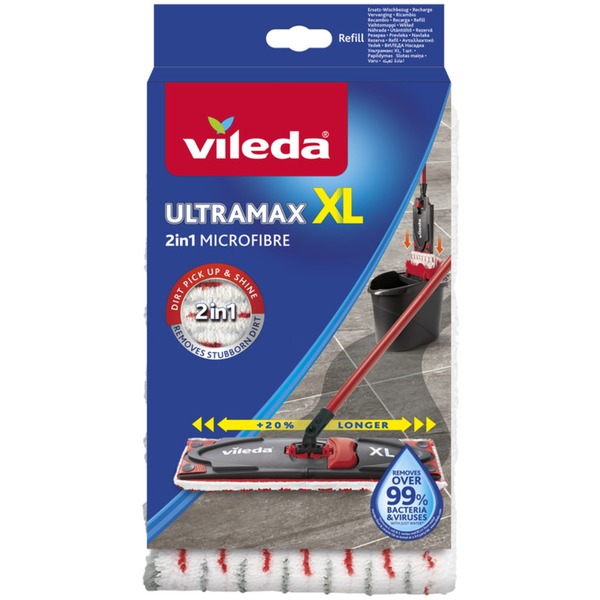 Vileda UltraMax XL Housse pour balai à franges Rouge, Blanc