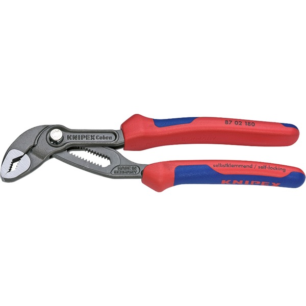 KNIPEX Cobra ES Pince Multiprise Ultra-effilée Sur Carte LS Gaines PVC Anti-dérapantes 180 Mm, 87 51 180 SB