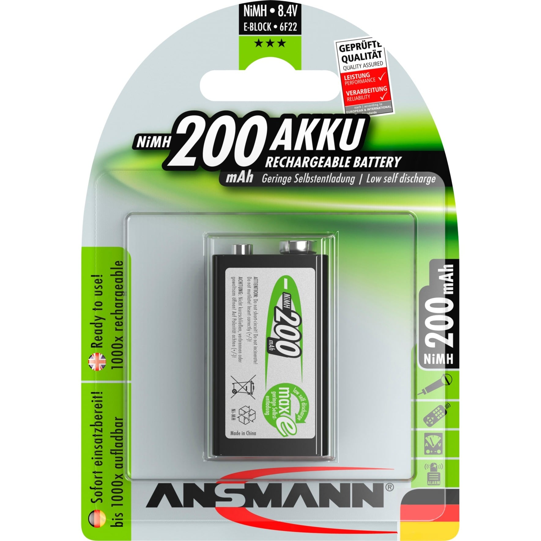 Ansmann 200mAh maxE E-Block Nickel-Metal Hydride (NiMH)